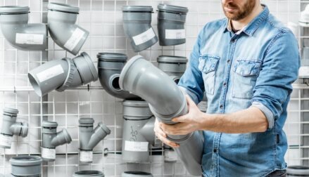 Plumber with pipe fittings