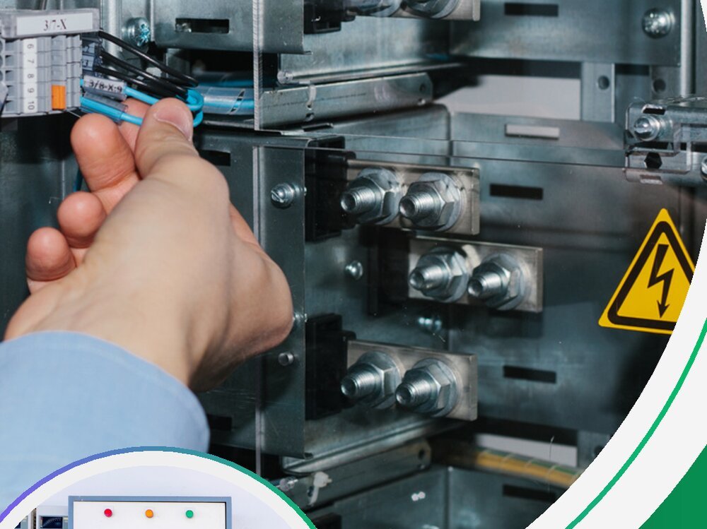 Electrician wiring a low-voltage distribution panel