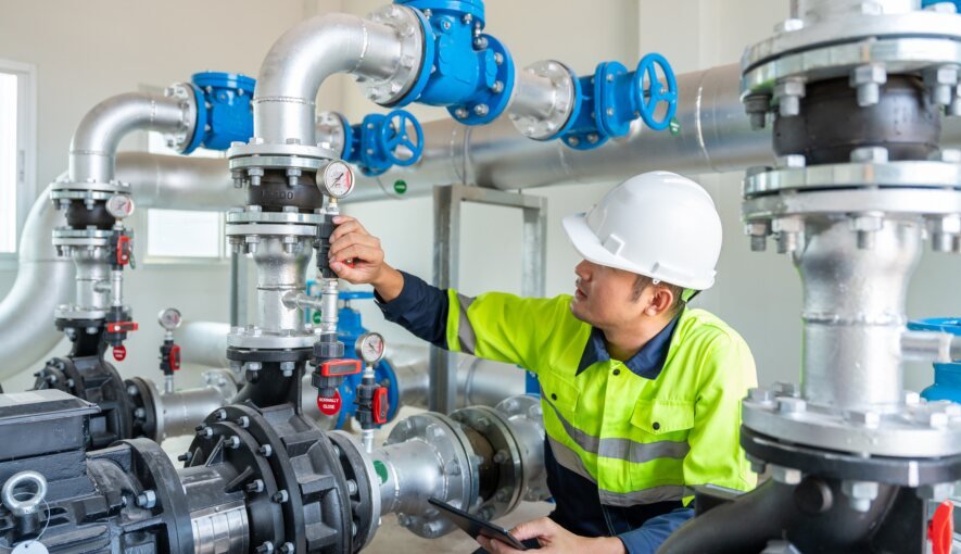 Engineer in a water pump room