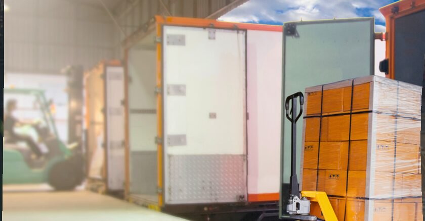 Khushab International truck loading cargo for transport across Saudi Arabia