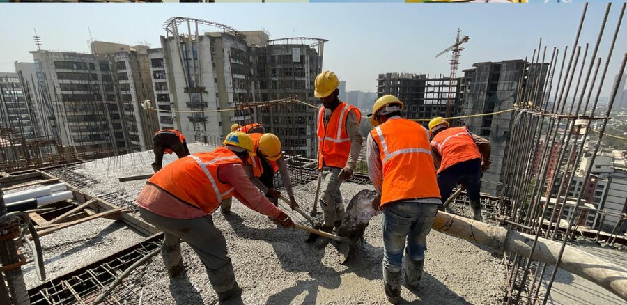 Concrete team at work on a high-rise site