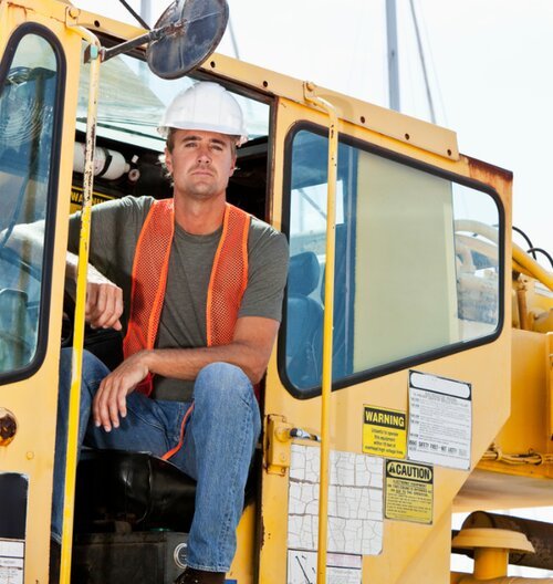 Crane operator in the cab