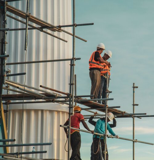 Workers on scaffolding