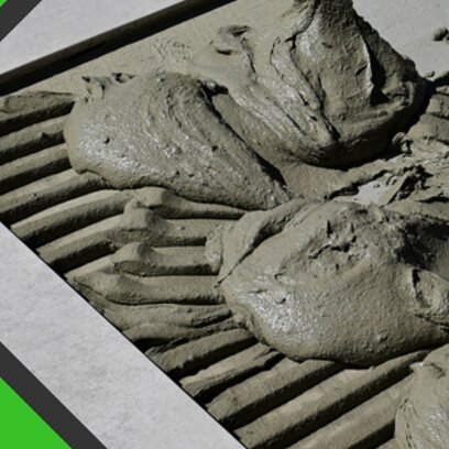 Cement mortar on a trowel